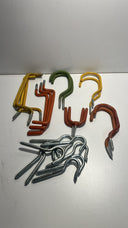 USED Assorted Vinyl Screw in ladder hooks & Large Utility Storage screw in hooks