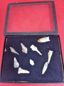 Native American Artifacts Arrowheads Lot 9 Points w/ 9”x7” Frame. #19