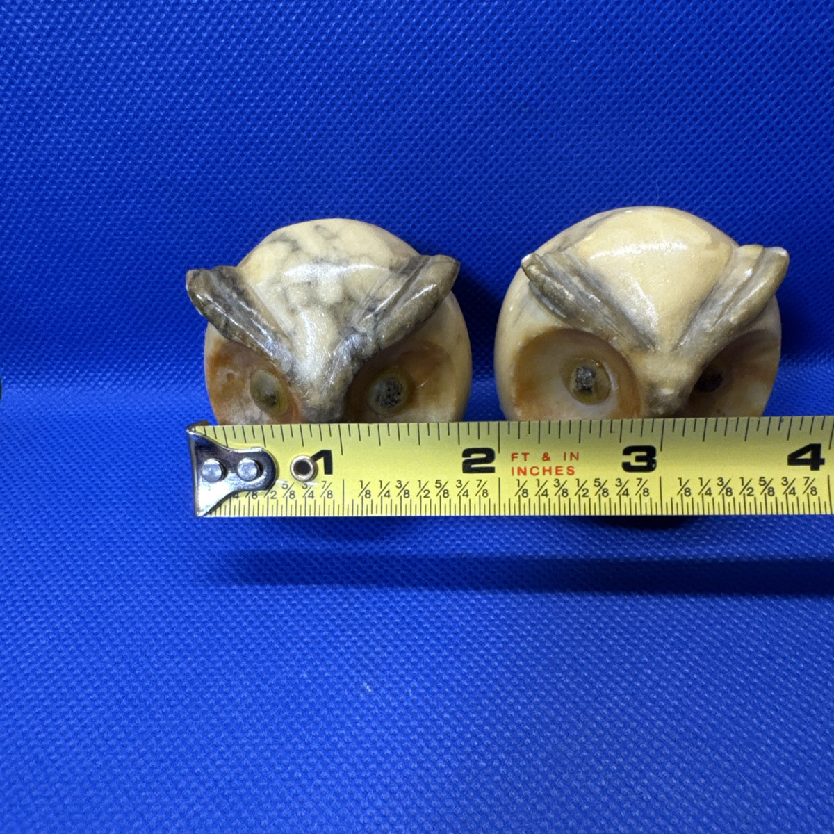 Genuine Alabaster Stone Owl Set Of 2