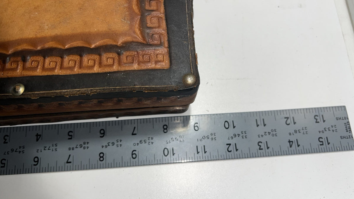 Vintage Leather Backgammon Set Folding Case - No Chips or Dice