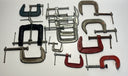 Large Lot 13 of Vintage & Modern C-Clamps -Adjustable, Heavy Duty, Various Sizes