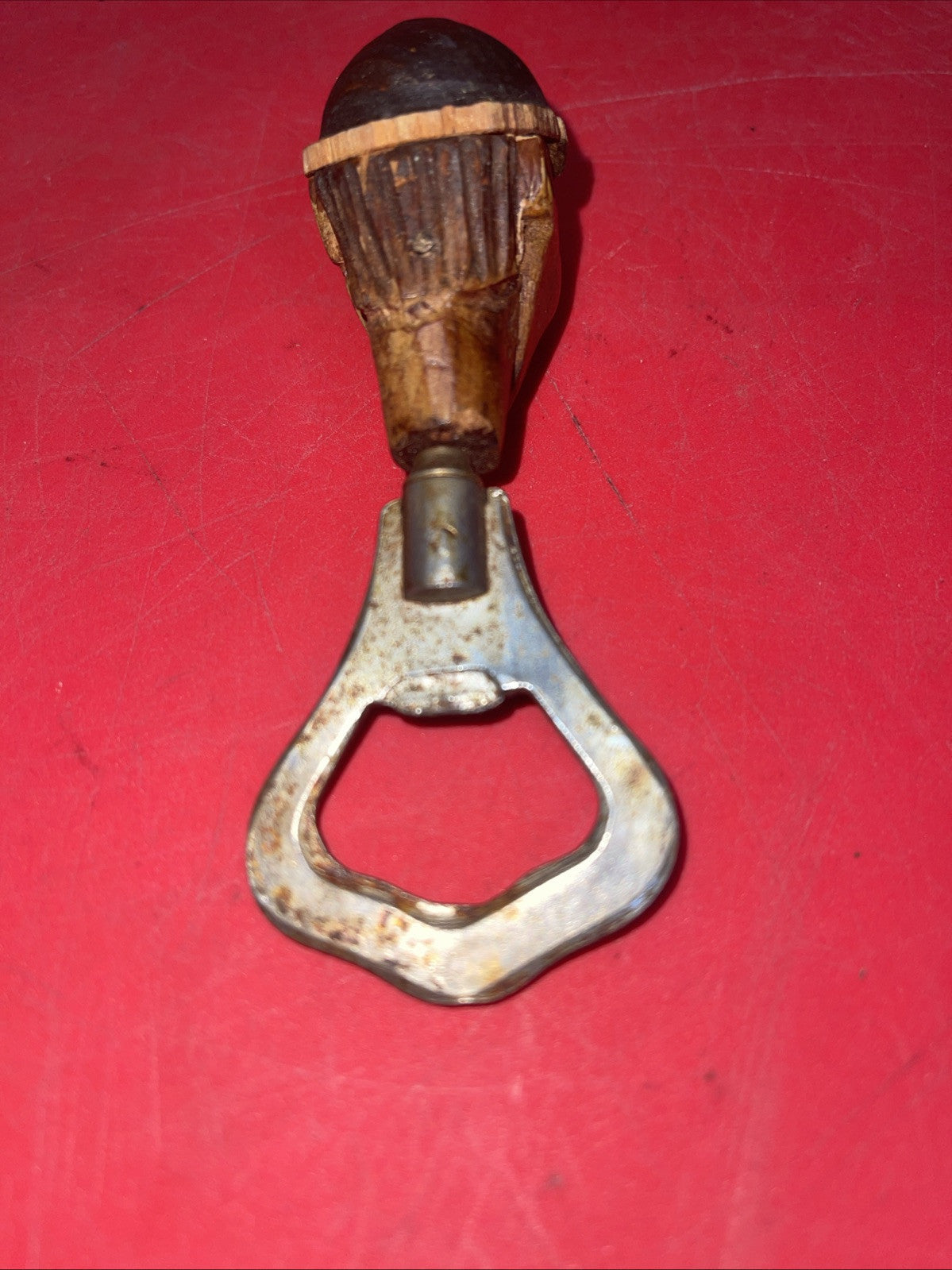 Vintage  Wood Hand Carved Bottle Opener Full Figure  Collectors