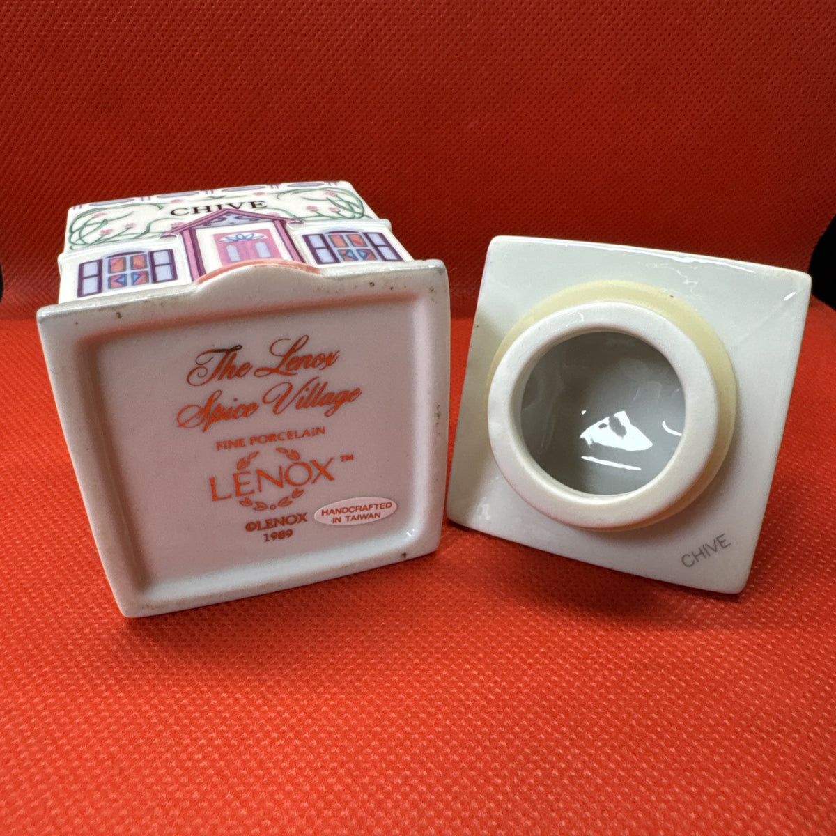 Vintage 1989 Lenox Spice Village CHIVE Jar With Lid