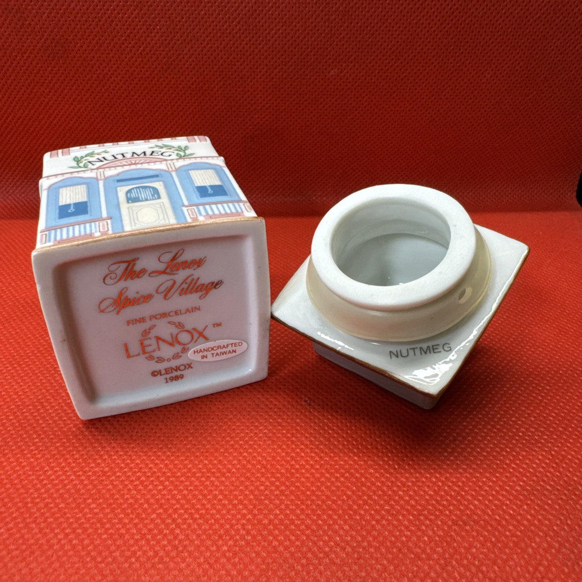 Vintage 1989 Lenox Spice Village NUTMEG Jar With Lid