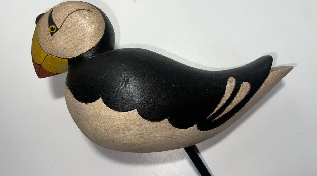 Hand-Carved Wooden Duck Decoy Signed R. Wassel 1987 Vintage Hunting Collectible