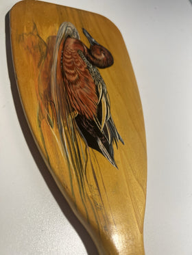 Vintage Hand-Painted Wooden Canoe Paddle 29.5” - Signed Schmidt ‘97 - Duck Art