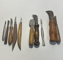 Lot of 10 Vintage Un/Branded Knives & Carving Tools - Wood & Metal Handles