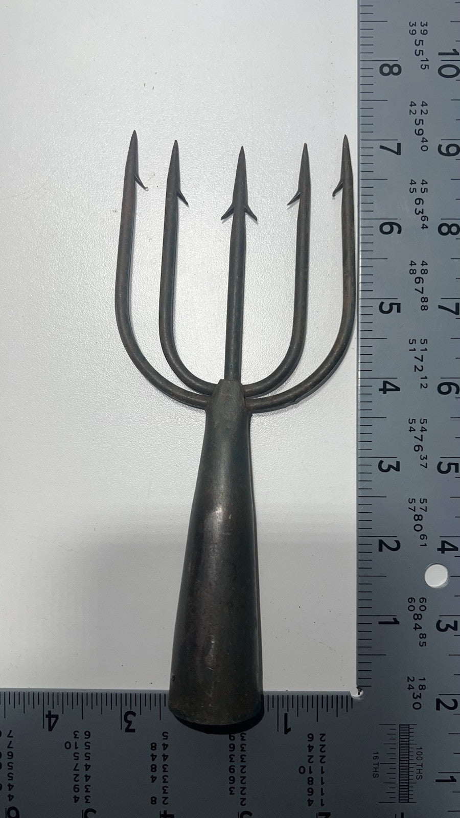 Vintage 5 Tined Iron Fishing Spear ~ Ice Fishing Frog Gig