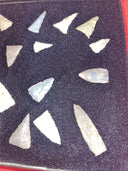 Native American Artifacts Lot 24 w/ Frame Arrowheads Collection 9”x7” Frame #21