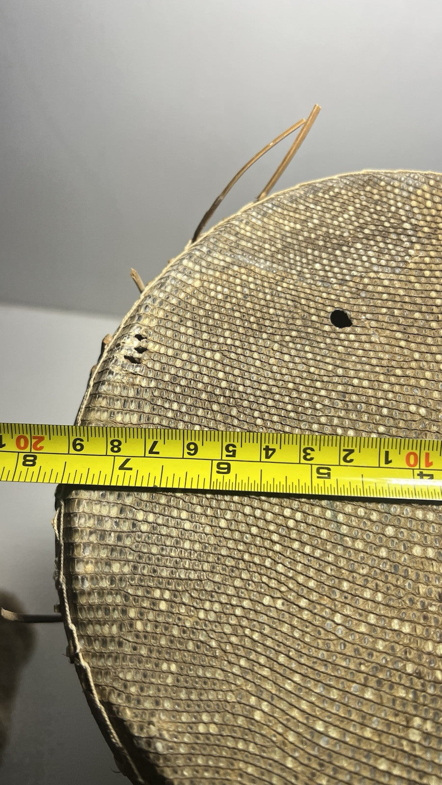 Vintage African Djembe Handheld Drum – Clay Body, Snakeskin Leather Percussion