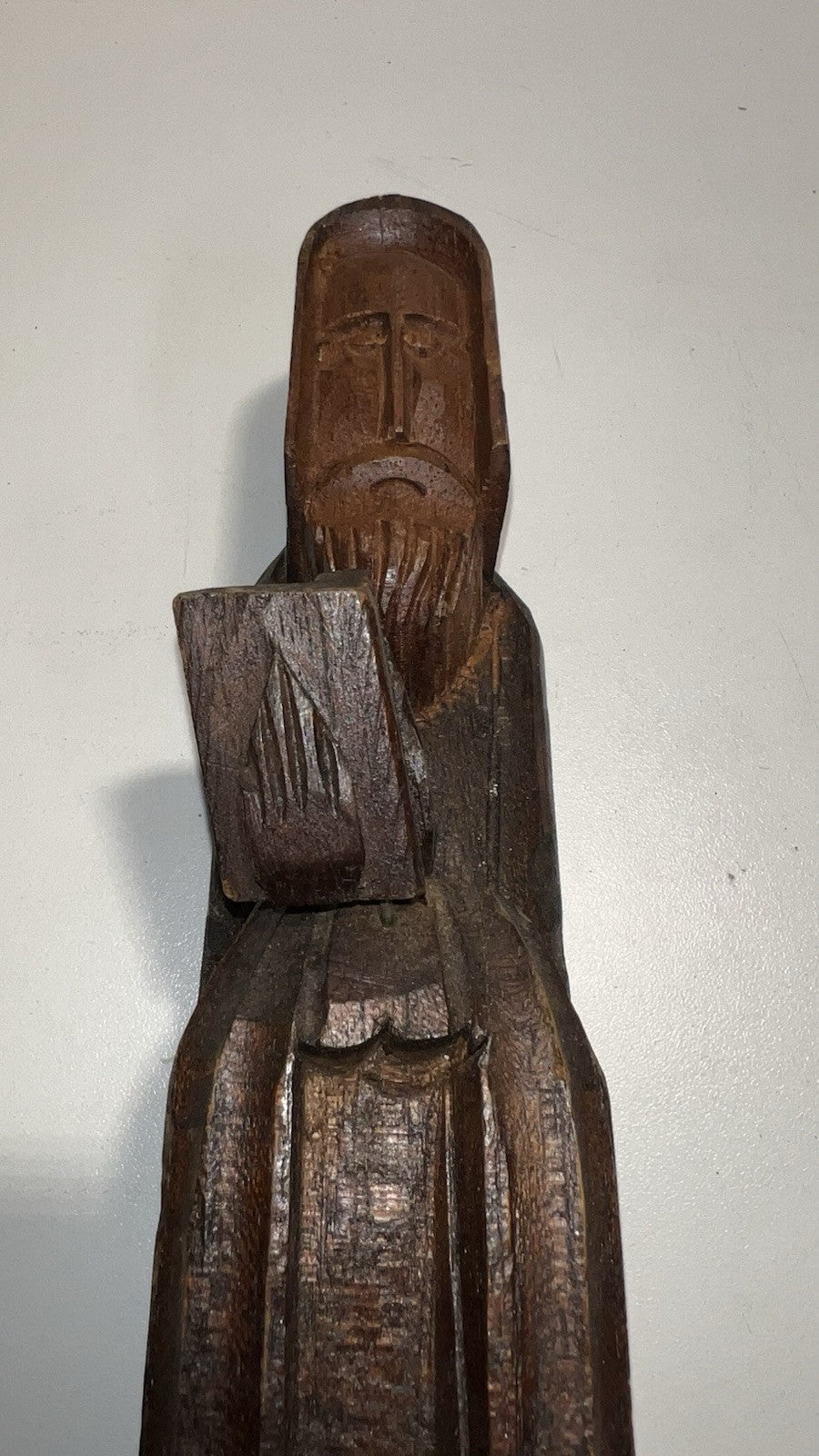 Vintage Hand-Carved Wooden Monk Statue 15” – Religious Folk Art Mexico