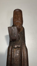 Vintage Hand-Carved Wooden Monk Statue 15” – Religious Folk Art Mexico