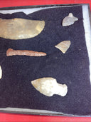 Native American Artifacts Lot 10 w/ Frame Arrowheads Collection 12”x8” Frame #12