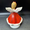 Vintage Josef Originals Christmas 1950s Angel Girl Music Box Holly Kitschy