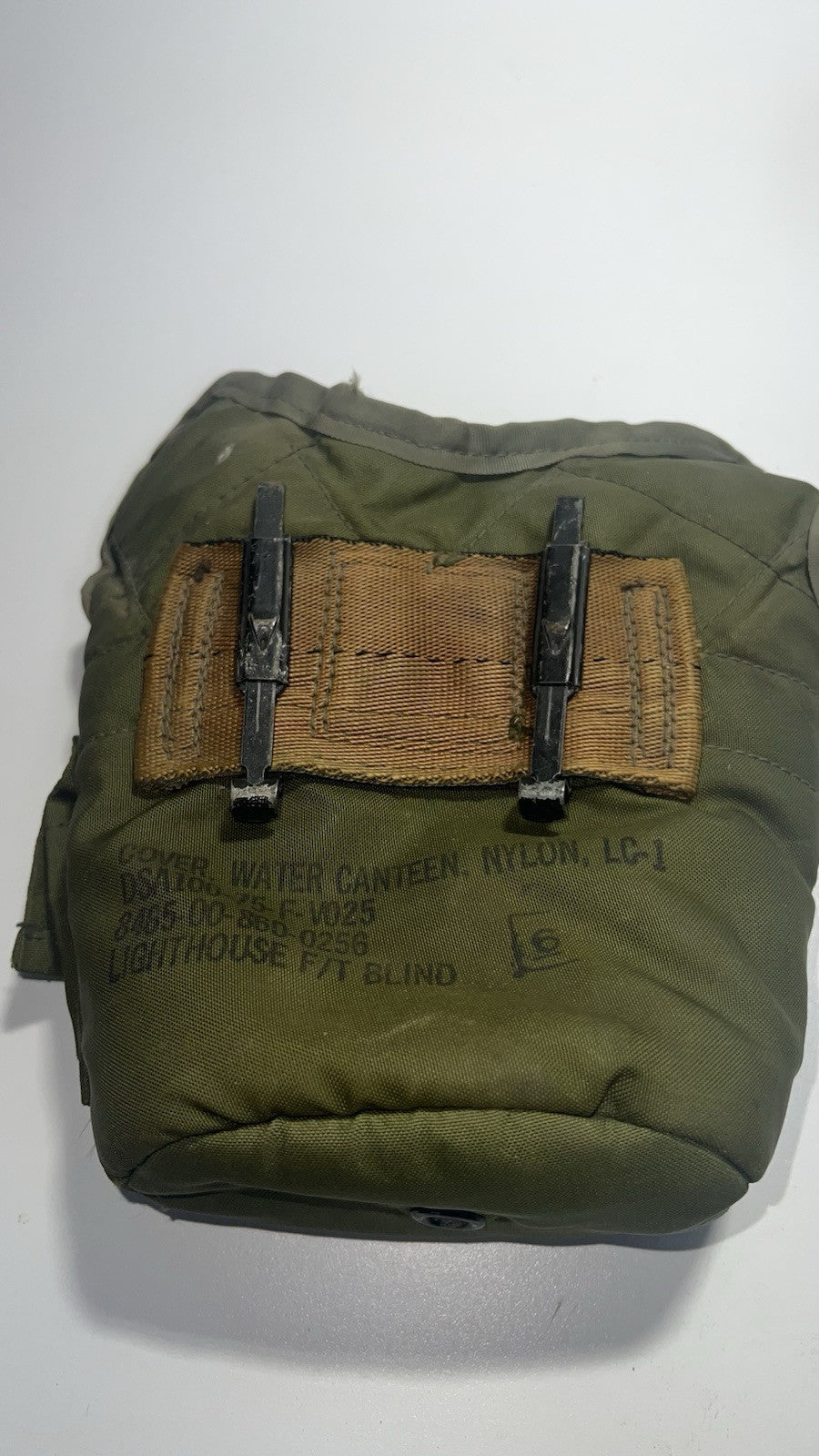 Vintage US Military LC-1 Canteen Cover with ALICE Clips – Nylon, OD Green