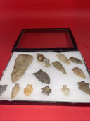Native American Artifacts Lot 13 w/ Frame Arrowheads Collection 9”x7” Frame #22