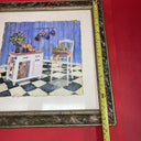 Vintage C. Winterle Olson Print Framed Rustic Kitchen Table Scene GUC