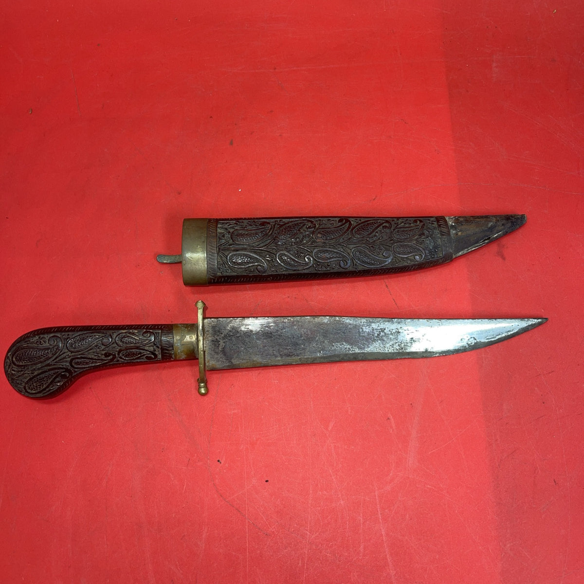 Vintage Islamic Yemen Marsh Arab Jambiya Khanjar Dagger Carved Wood Sheath
