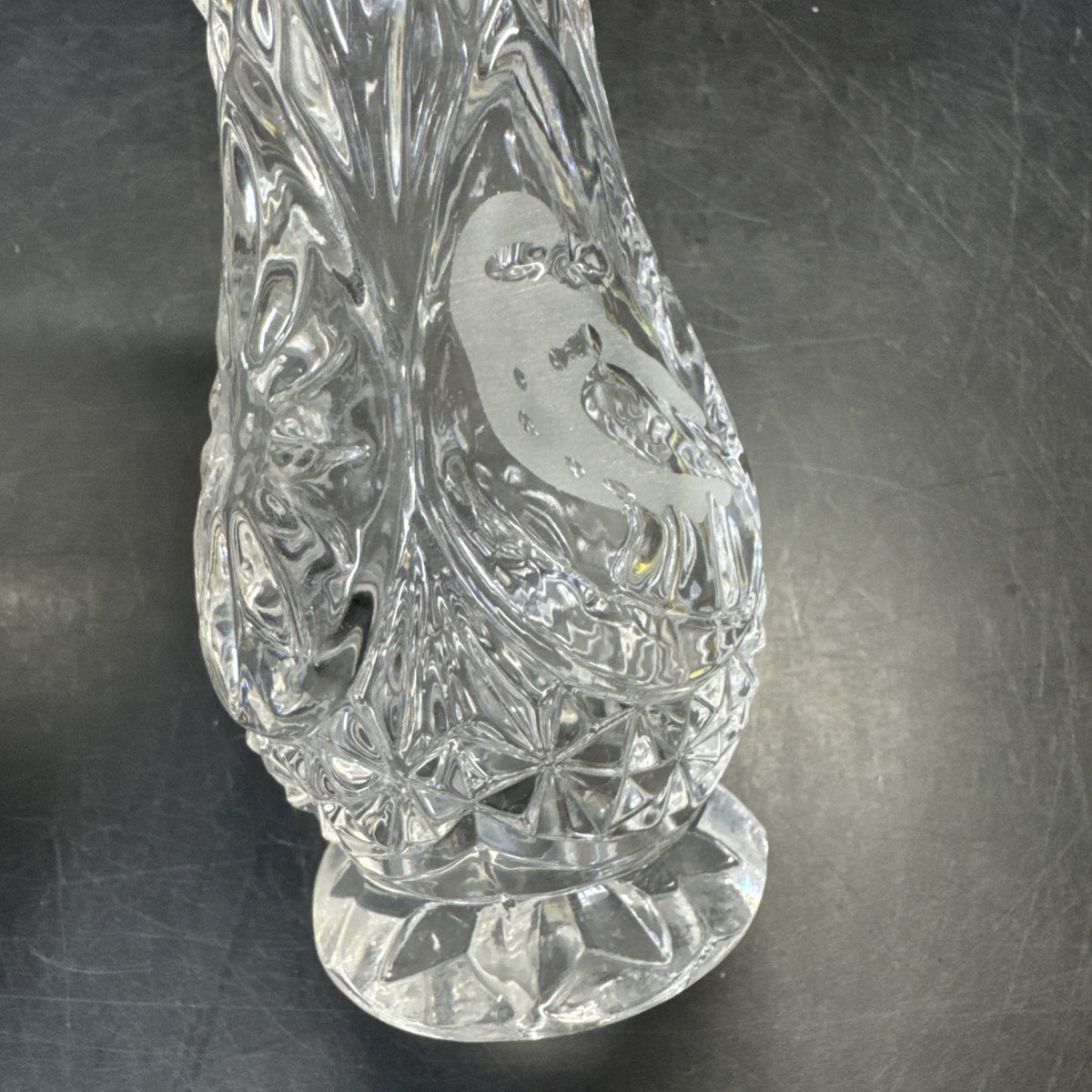 Hofbauer Collection Lead Crystal Vase With Bird 5 1/3” Tall