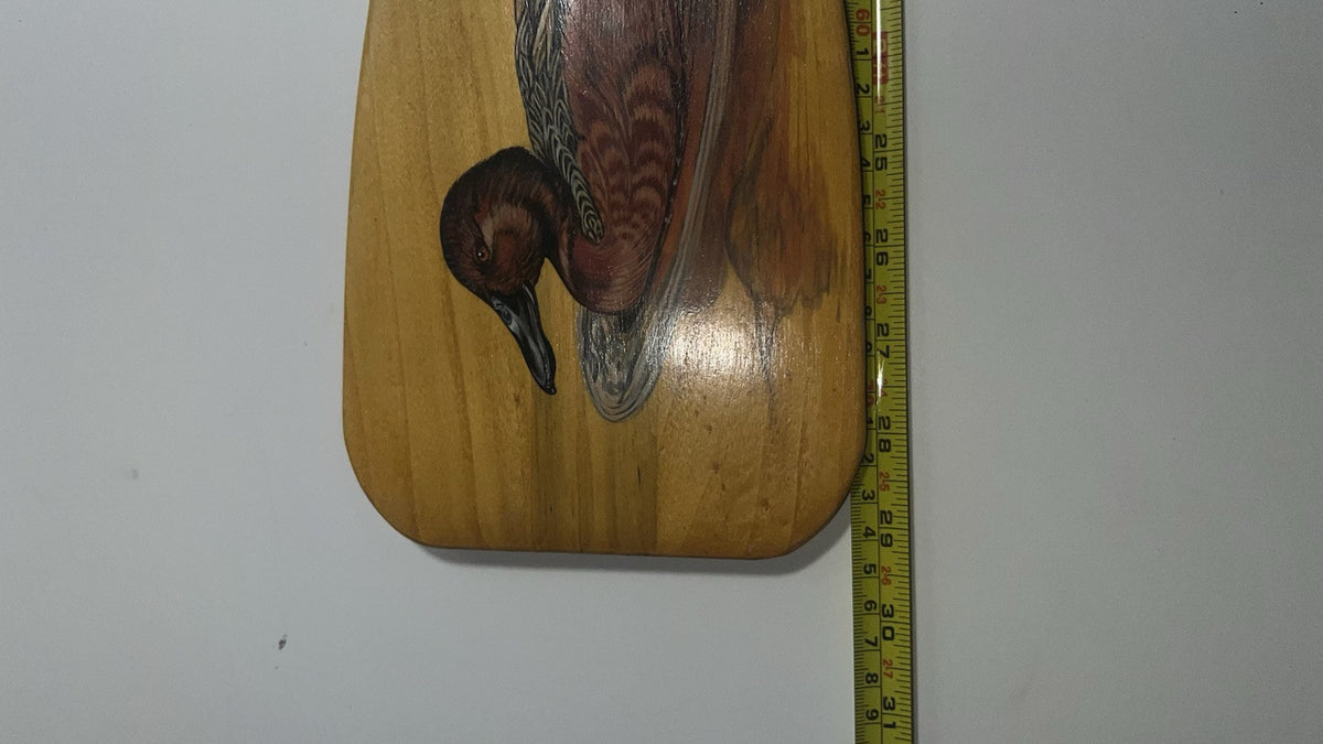 Vintage Hand-Painted Wooden Canoe Paddle 29.5” - Signed Schmidt ‘97 - Duck Art