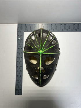 Vintage 1970s Ice Hockey GOALIE MASK White Painted Black+ Green
