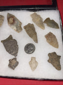 Native American Artifacts Lot 13 w/ Frame Arrowheads Collection 9”x7” Frame #22