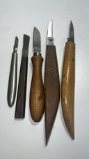 Lot of 10 Vintage Un/Branded Knives & Carving Tools - Wood & Metal Handles