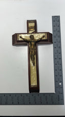 Vintage Catholic Last Rites Crucifix - Mother of Pearl Inlay, Empty Holy Water