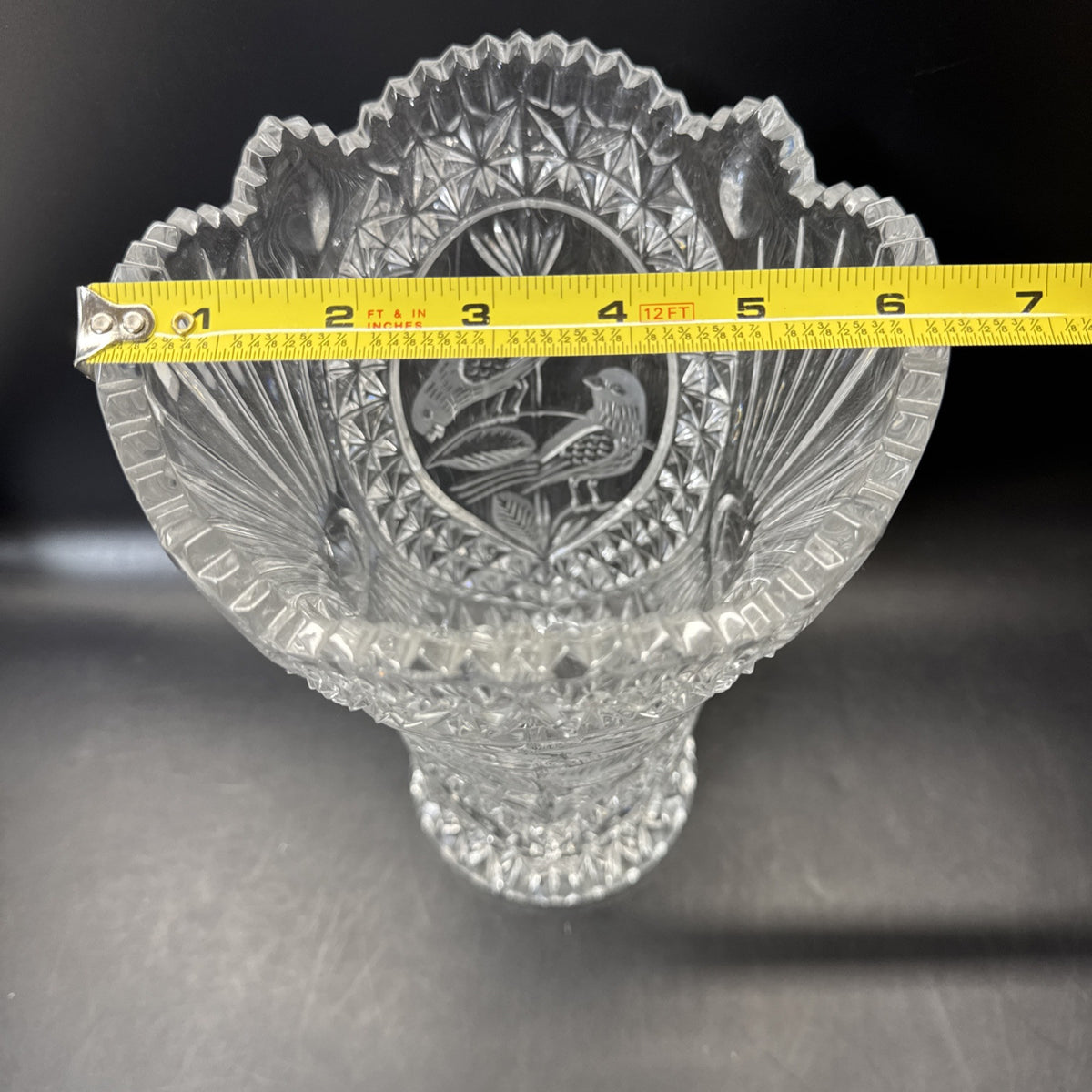 Vintage Hofbauer Byrdes Crystal Birds Vase 10” Tall