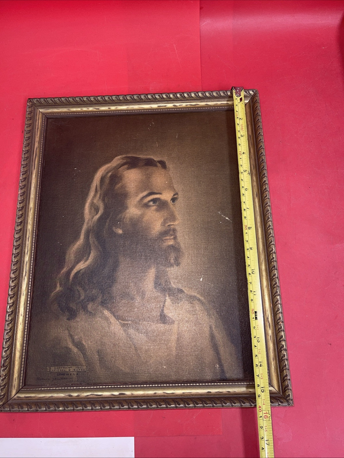 Jesus Christ Litho Print Framed Christian 1940’s  Vintage Warren Sallman 15”x12”