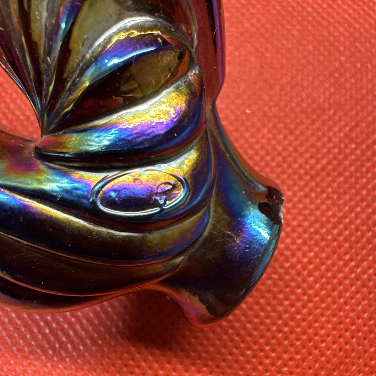 Fenton Rooster Carnival Glass 2.75” Tall Figurine Iridescent USA