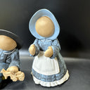 Amish Faceless Ceramic Shelf Sitter Boy & Girl Set Pair Hand Painted