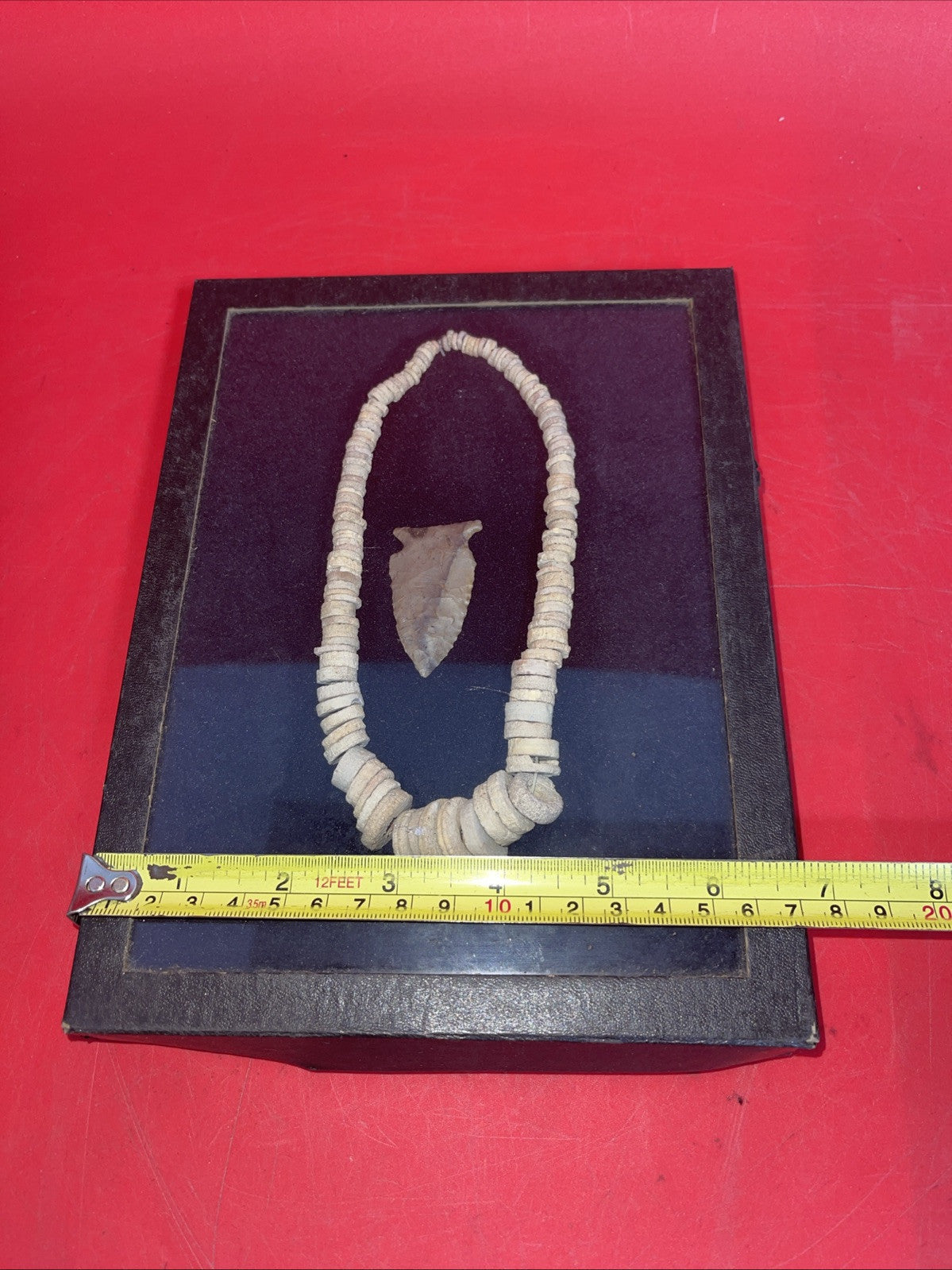 Native American Artifacts in a glass box 9”x7”.  #28