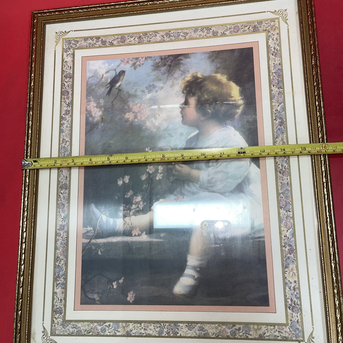 Matted Framed Zula Kenyon Bluebird of Happiness Print Picture 20 X 16 Christian