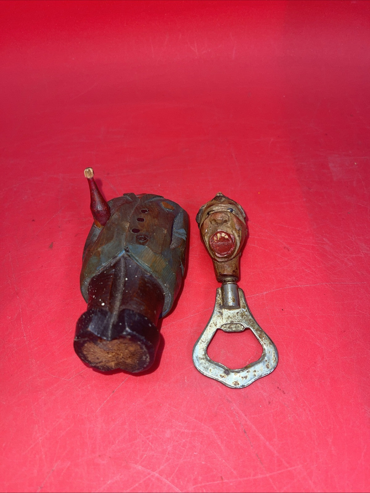 Vintage  Wood Hand Carved Bottle Opener Full Figure  Collectors