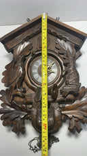 Vintage Black Forest German Hunter Cuckoo Wall Clock - Deer & Game Theme Unteste