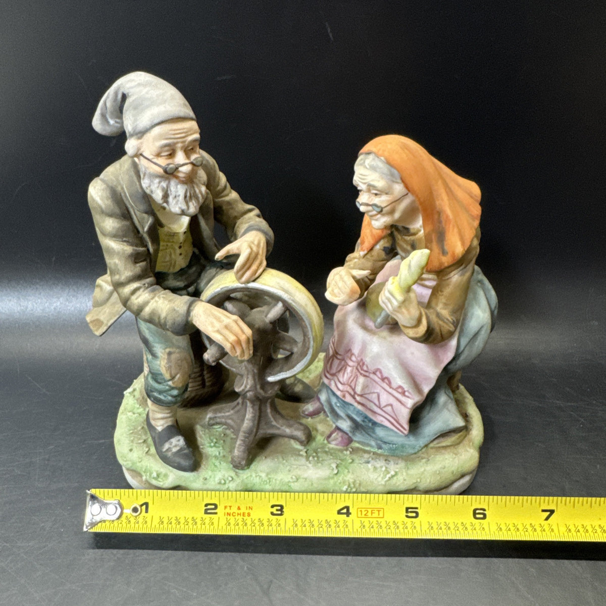 Lefton China Figurine #4146 Old Man and Woman Spinning Statue