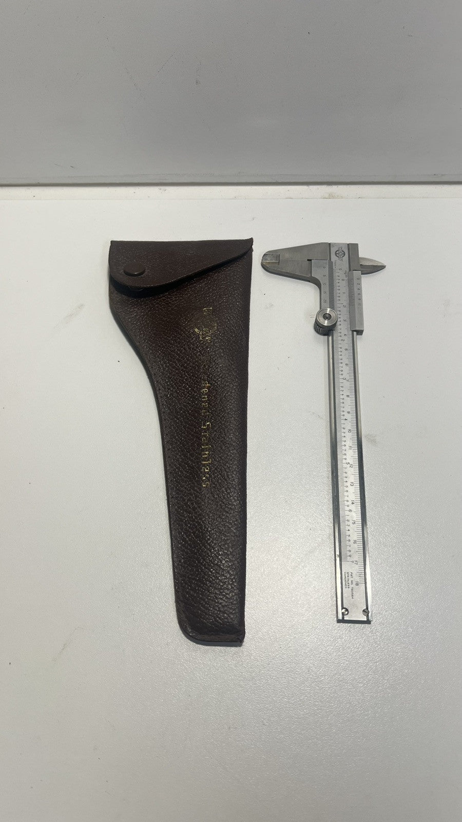 KANON VERNIER CALIPER W/ ORIGINAL POUCH HARDENED STAINLESS. 7inc