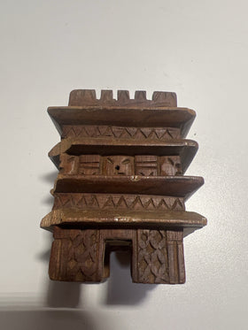 Vintage Hand-Carved Wooden Tribal House – Folk Art Decor
