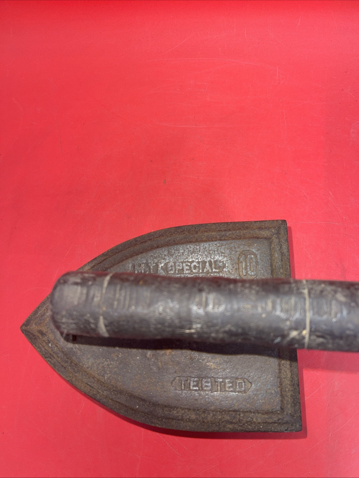 Vintage Special  10 Charcoal Laundry Press Iron With Wooden Handle