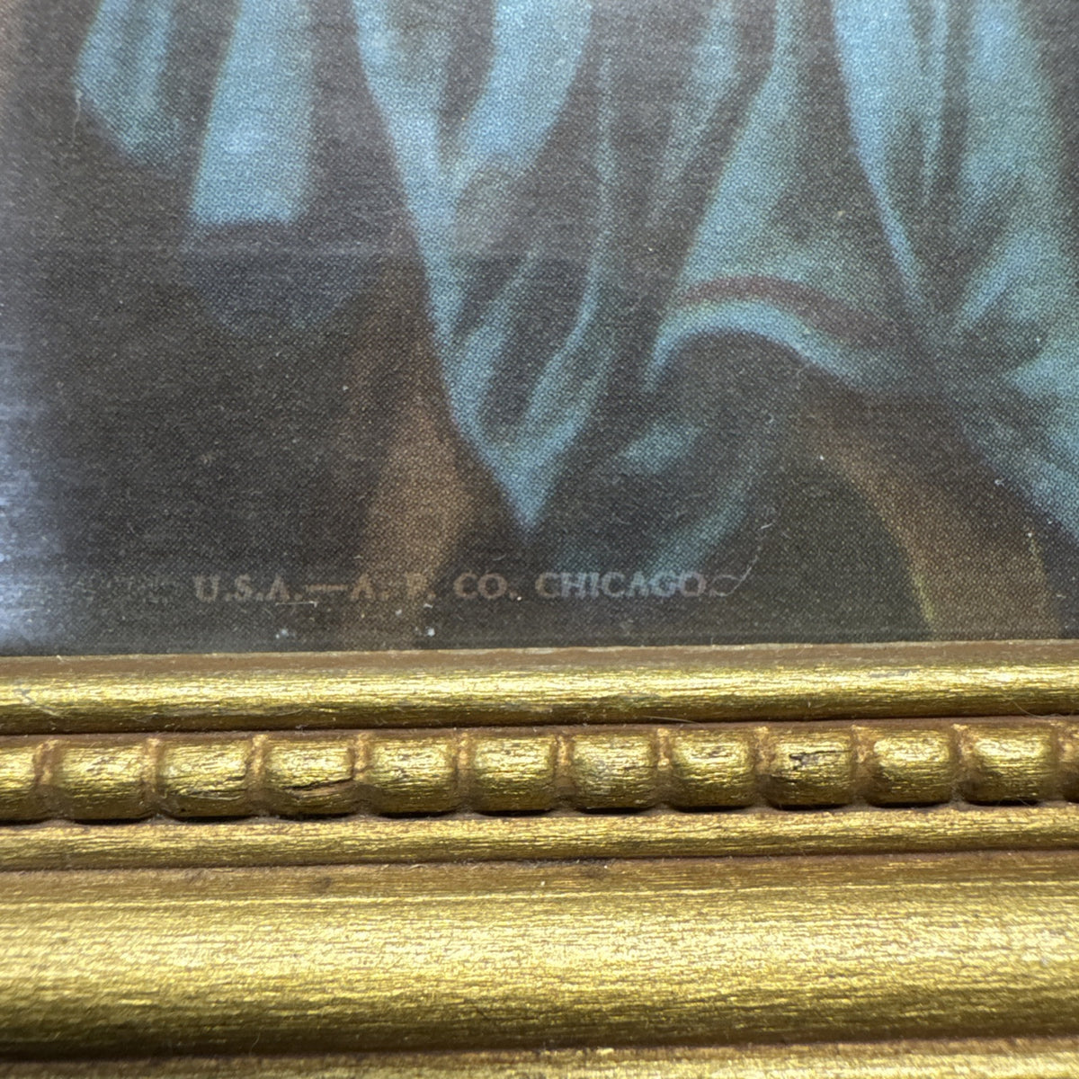 Jesus The Last Supper Picture A.P.Co.Chicago Religious With Wood Frame 15”x8”