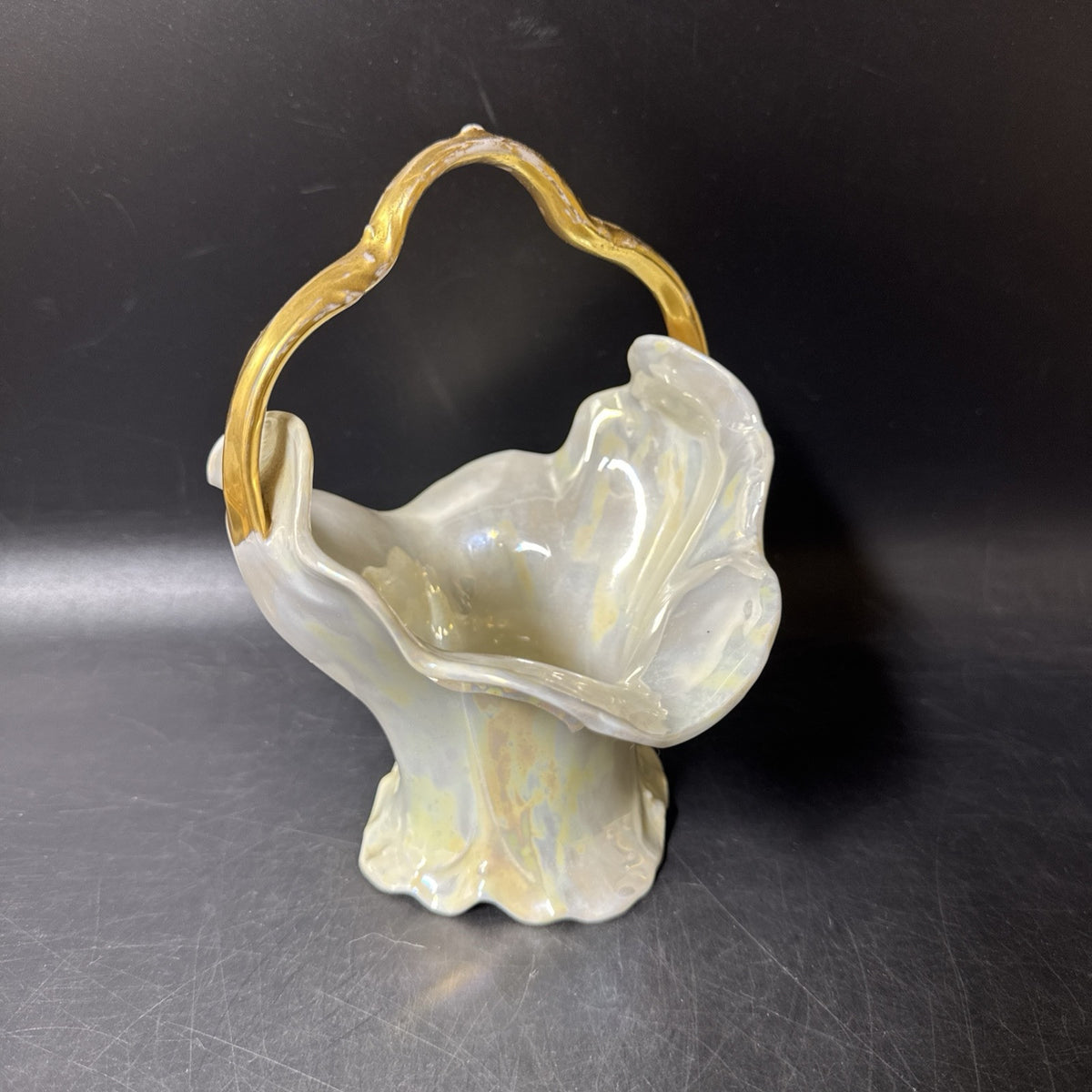 M Z Austria Gold Trim Basket, Handled Bowl