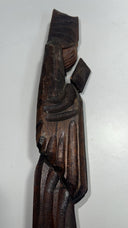 Vintage Hand-Carved Wooden Monk Statue 15” – Religious Folk Art Mexico
