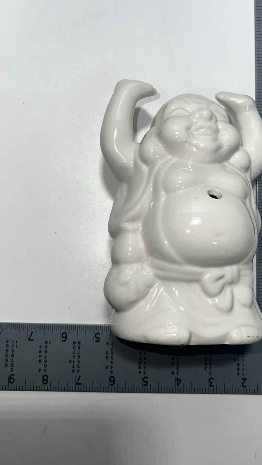 Benihana Happy Buddha Hands Up 7" Tiki White Ceramic Cocktail Mug Cup Vintage