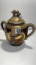 Vintage Japanese Satsuma Moriage Dragon Teapot – Hand Painted, 6” Tall