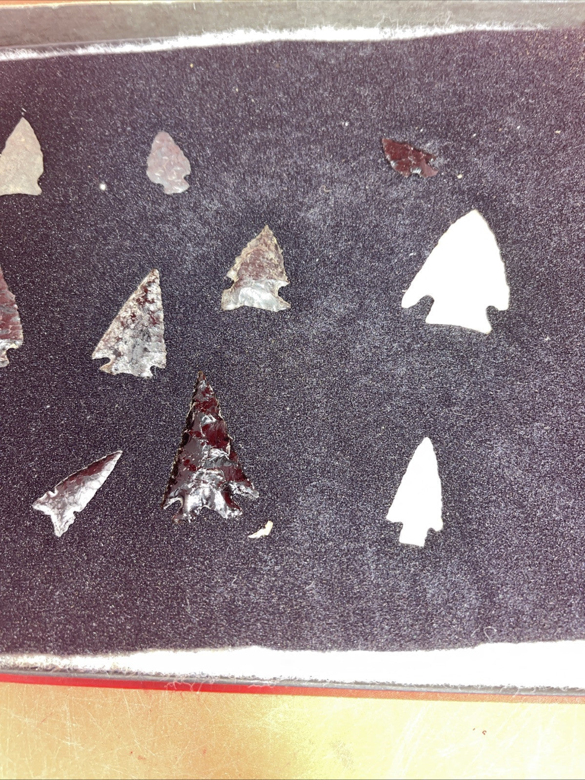 Native American Artifacts Lot 14 w/ Frame Arrowheads Collection 12”x8” Frame #15