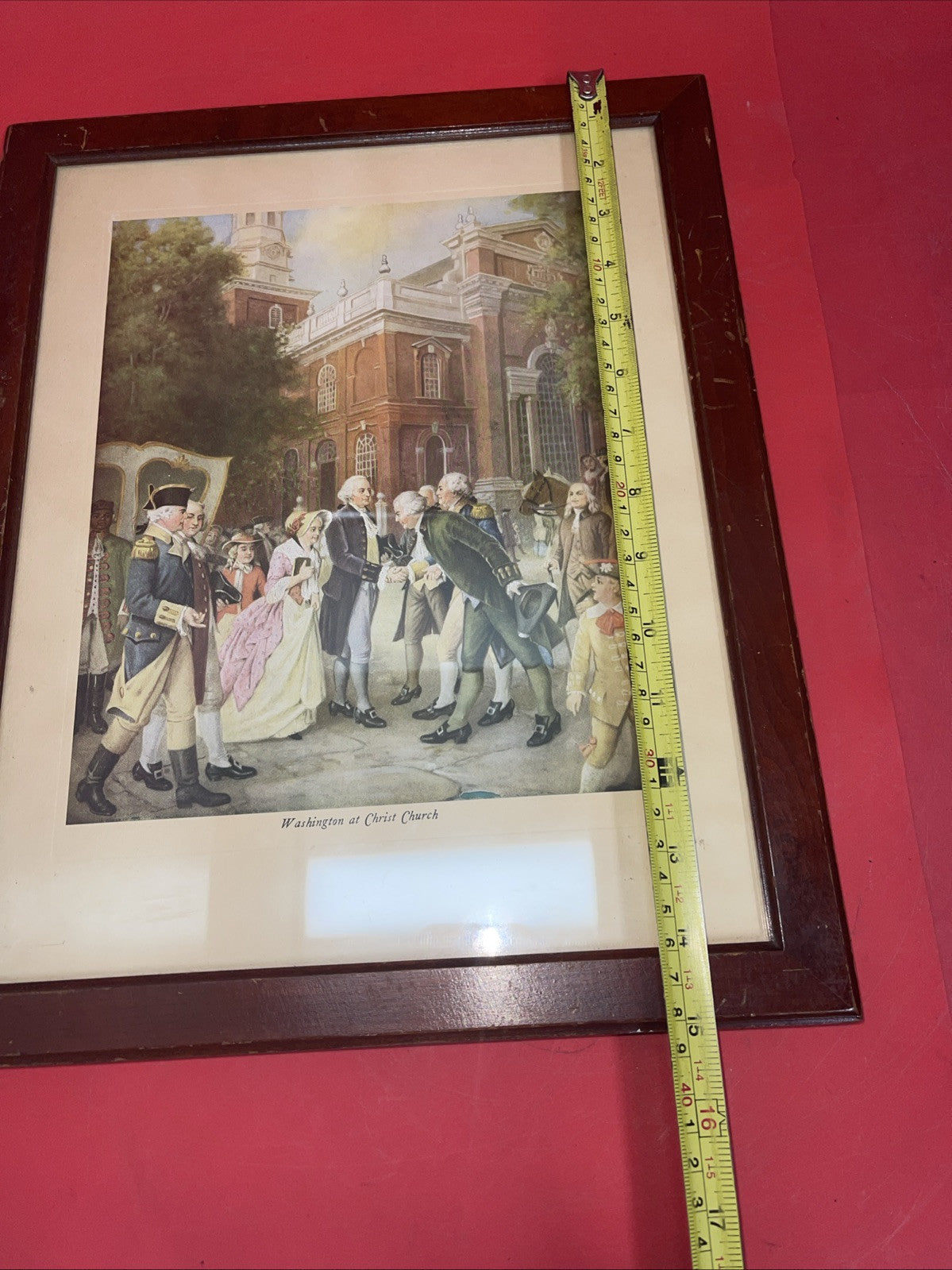 Framed Print "George & Martha Washington at Christ Church" vintage estate