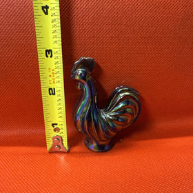 Fenton Rooster Carnival Glass 2.75” Tall Figurine Iridescent USA