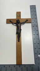 Vintage 12” Brass & Wood Wall Crucifix – Jesus Christ Religious Germany