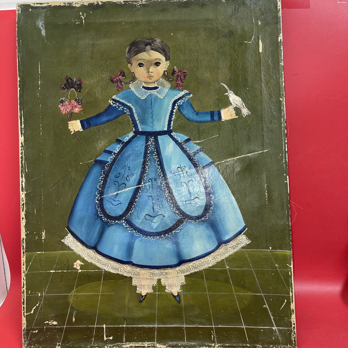 Painting Of Girl By Agapito Engel Cifuentes Mexican , not signed